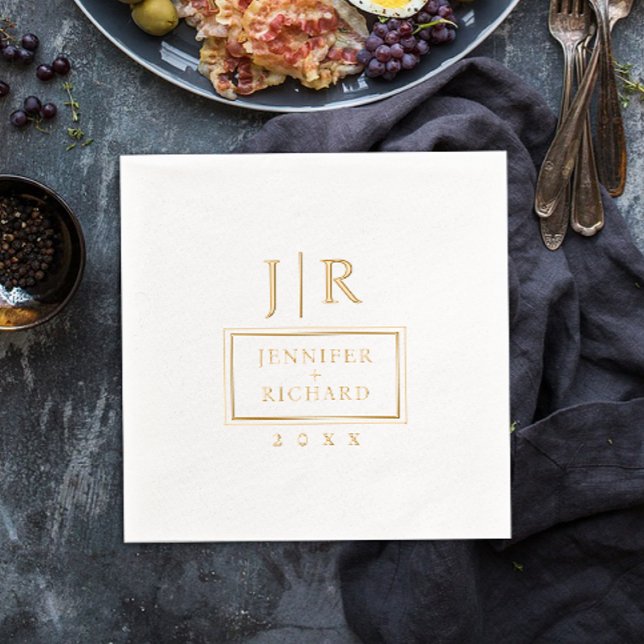 Einfache geometrische Namensinitialen Hochzeitmono Servietten Mit Folie (Von Creator hochgeladen)