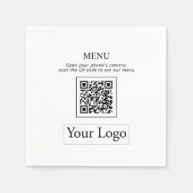 Einfache Geschäftslogos und QR-Code-Menü Napkins