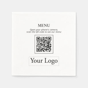 Einfache Geschäftslogos und QR-Code-Menü Napkins Serviette
