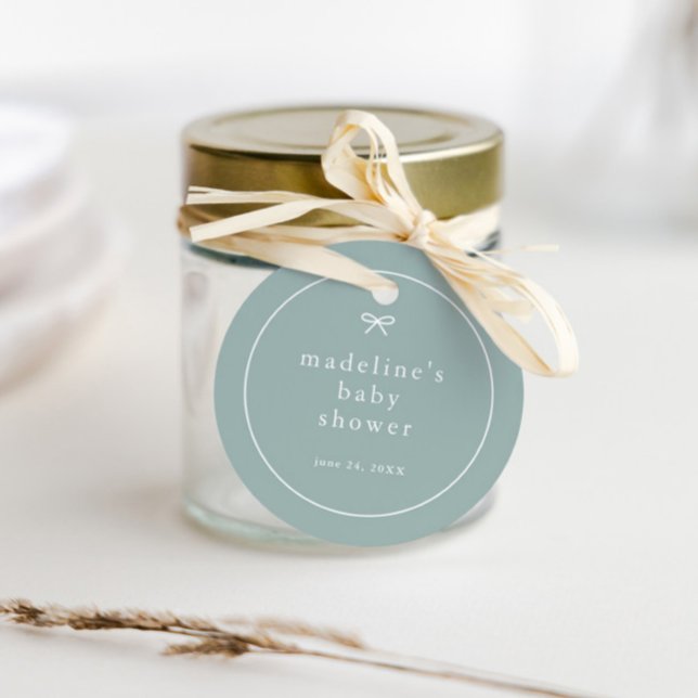 Einfache geschlechtsneutrale Babydusche Geschenkanhänger (Simple bow sage green gender neutral baby shower favors.)