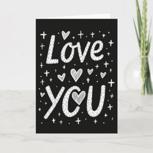 Einfache gestrichelte Love-You-Karte Karte