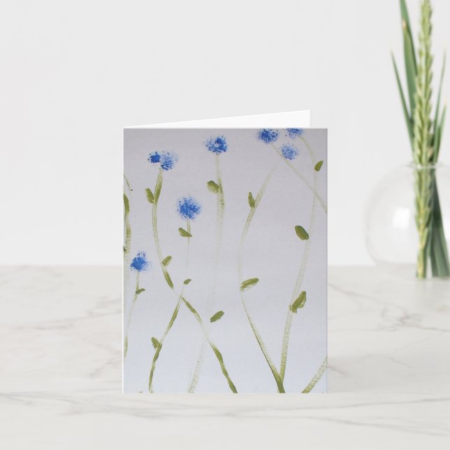 Einfache gestrichene blaue Blumen - Note Card Karte (Vorderseite)