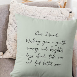 Einfache Get Well bald Script Message Pastel Green Kissen