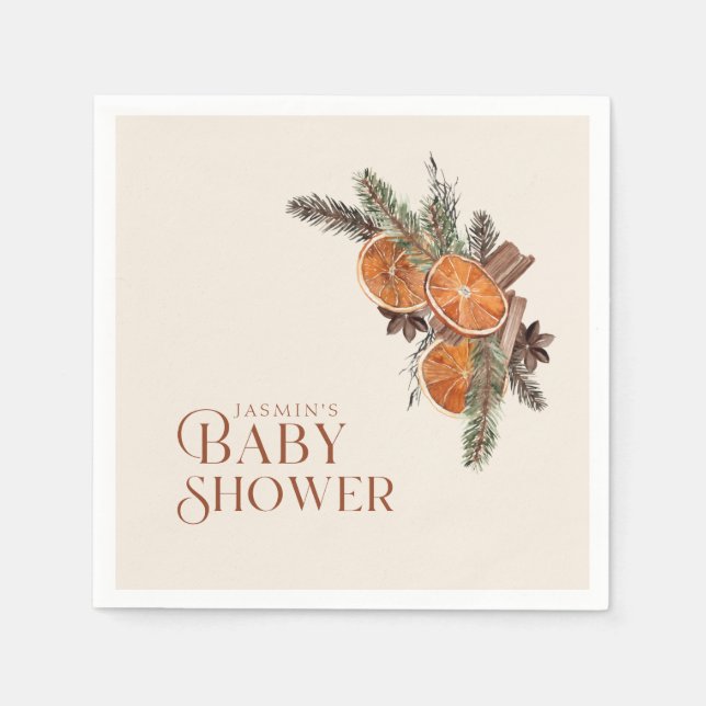 Einfache getrocknete Orangenscheiben und Zimt Baby Serviette (Vorderseite)