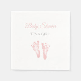 Einfache Girl Baby Dusche Wertvoll Pink Footprints Serviette