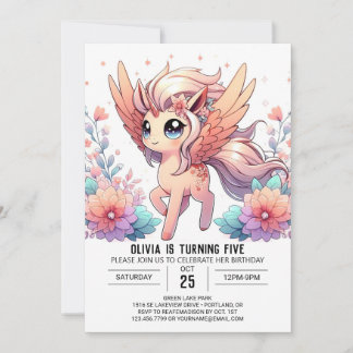 Einfache Girl Unicorn Digitaler Geburtstag Einladung