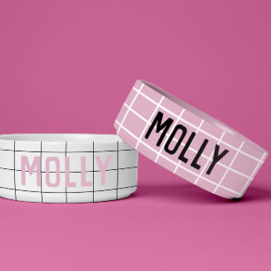 Einfache Girly-Pink-Karo-Grafik Napf