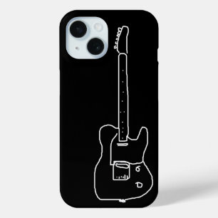 einfache Gitarre auf schwarz iPhone 15 Hülle