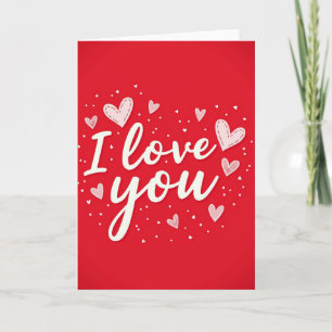 Einfache Glitzer-Herzen Ich liebe dich Karte