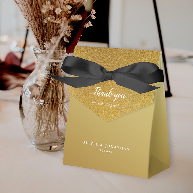 Einfache Glitzer Rose Gold Vielen Dank für Ihre Ho Geschenkschachtel (Simple Glitter Rose Gold Thank You Wedding Favor Box)