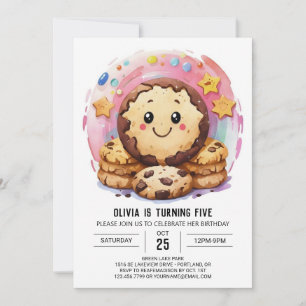 Einfache Glückliche druckbare Cookies zum Geburtst Einladung