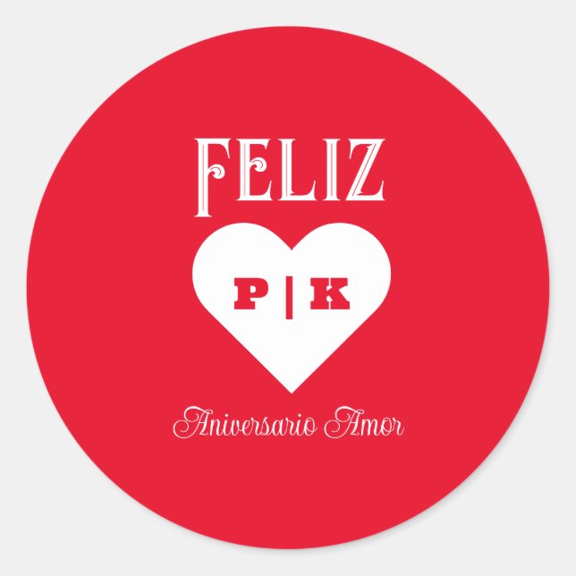 Einfache glückliche Jubiläumsfeier Spanisches Weiß Runder Aufkleber (Vorderseite)