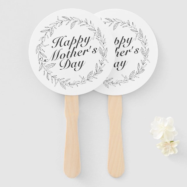 Einfache glückliche Mutter Tag Blumenkranz Hand Fa Fächer (Vorne und Hinten)