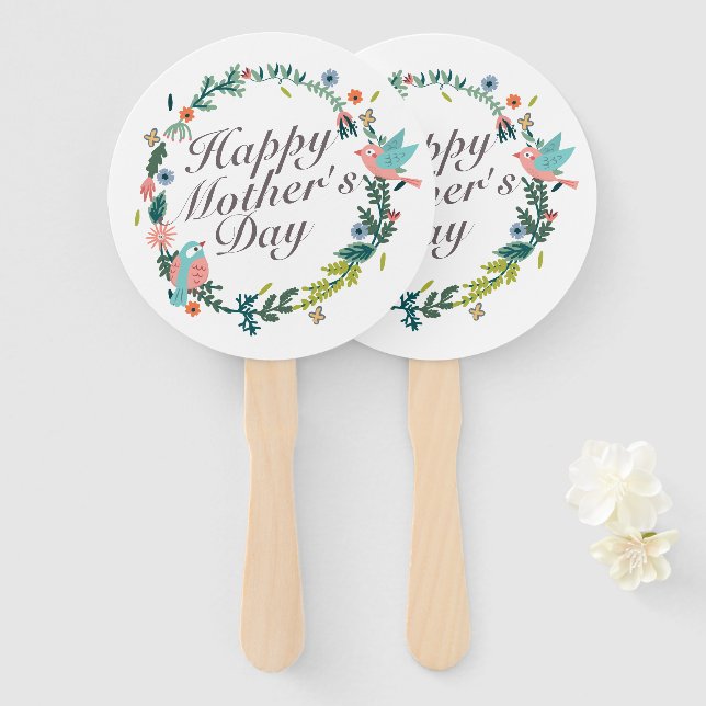 Einfache glückliche Mutter Tag Blumenkranz Hand Fa Fächer (Vorne und Hinten)