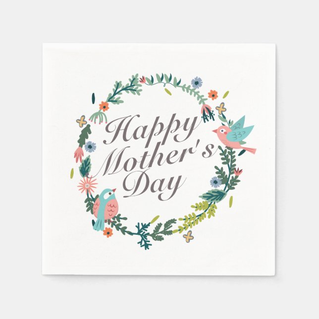 Einfache glückliche Mutter Tag Blumenreath Napkin Serviette (Vorderseite)