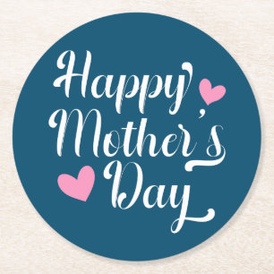 Einfache glückliche Muttertagskalligrafie  Unters Runder Pappuntersetzer
