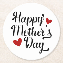 Einfache glückliche Muttertagskalligrafie| Unterse Runder Pappuntersetzer
