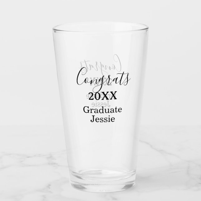 Einfache Glückwünsche zum Abschluss minimal hinzuf Glas (Vorderseite)