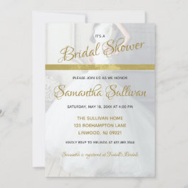 Einfache Gold Accent Foto Bridal Dusche Einladung