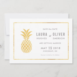Einfache Gold Ananas Speichern Sie die Datumskarte Save The Date