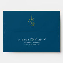Einfache Gold-Blätter Ocean Blue Wedding