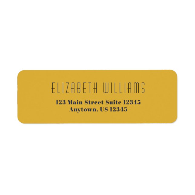 Einfache Gold Blue Modern Rücksendeadresse (Vorne)