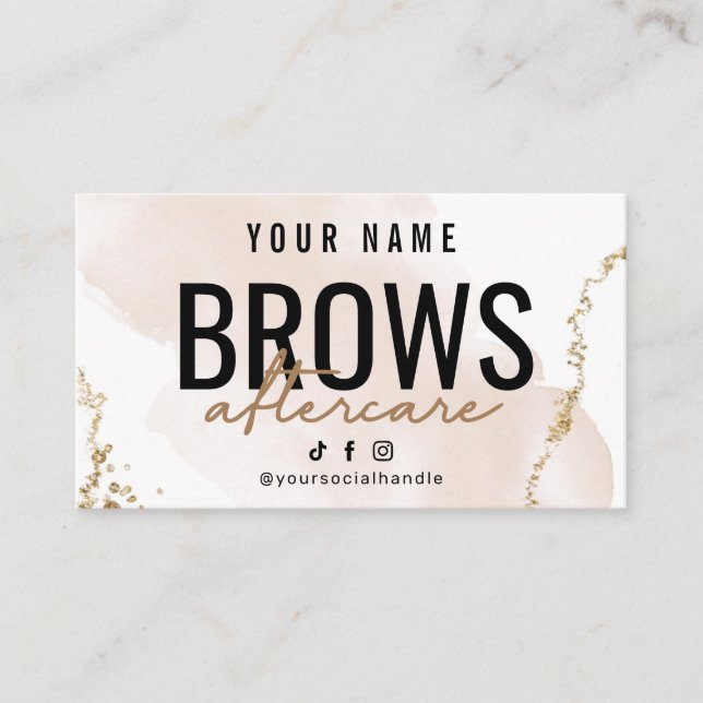 Einfache Gold Brows Aftercare Card Visitenkarte (Vorderseite)