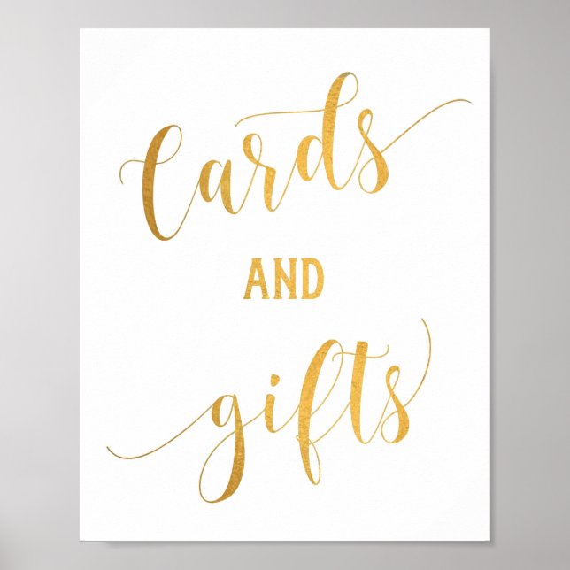 Einfache Gold Calligraphy Cards ans Geschenke Unte Poster (Vorne)