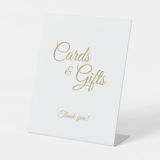 Einfache Gold Calligraphy Cards und Geschenke Sockelschild (Vorderseite)