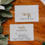 Einfache Gold Calligraphy Menü RSVP Karte<br><div class="desc">Diese einfache Goldkalligraphie-Menü Wahl RSVP Karte ist perfekt für eine schicke Hochzeit. Das klassisch romantische Design besticht durch Imitate mit Goldfolien-Typografie und ein hübsches goldenes Herz. Diese Hochzeitskarte frage den Gästen bequem, was sie am Empfang essen möchten. Bitte beachten Sie: Dieses Design enthält keine echte Goldfolie. Es ist eine hochwertige...</div>