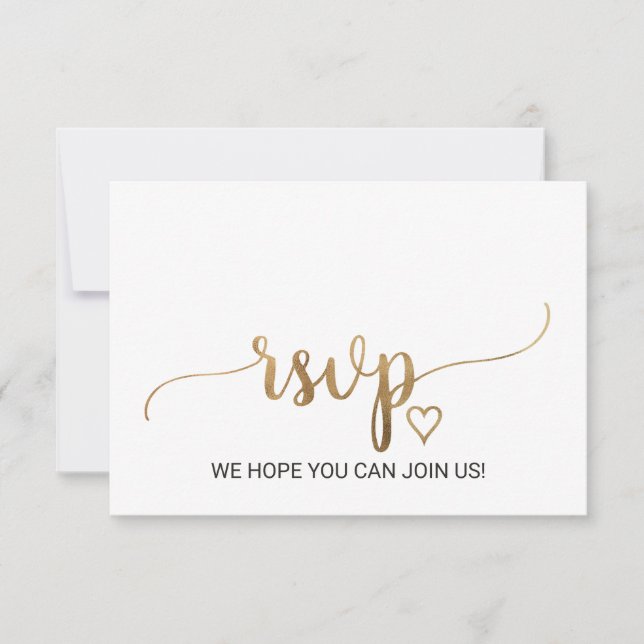 Einfache Gold Calligraphy Song Request RSVP Card Karte (Vorderseite)