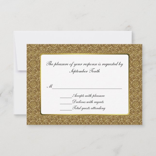 Einfache Gold Elegance Wedding RSVP Response Card Karte (Vorderseite)