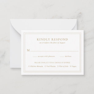 Einfache Gold Elegant Wedding Mini RSVP Karte