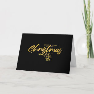 Einfache Gold Frohe Vegane Weihnachten Karte
