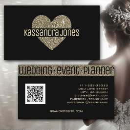Einfache Gold Glitzer Liebe Herzform Schwarzer Chi Visitenkarte