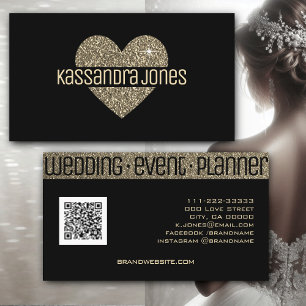 Einfache Gold Glitzer Liebe Herzform Schwarzer Chi Visitenkarte