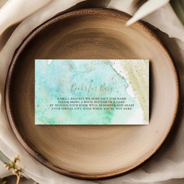 Einfache Gold & Green Baby Dusche Buchanfrage Begleitkarte (Von Creator hochgeladen)