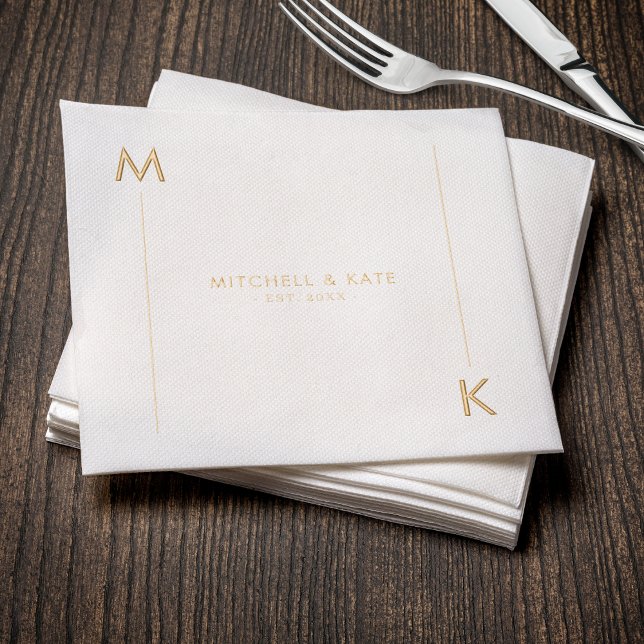 Einfache Gold-Grenze für Monogramm-Linken Servietten Mit Folie (Monogram Lined Border Simple Gold Foil Napkins
)
