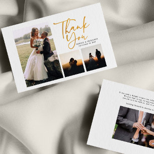 Einfache Gold handgeschriebene Hochzeit Vielen Dan Mitteilungskarte