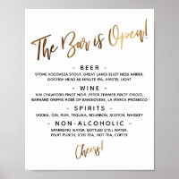 Einfache Gold Handschrift Open Bar Menu-Anmeldung