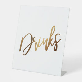 Einfache Gold Handschrift Typografie "Drinks" Sockelschild