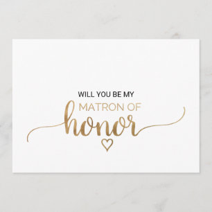 Einfache Gold-Kalligrafie Matron of Honour Vorschl Einladung