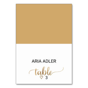Einfache Gold-Kalligrafie-Platzkarte Tischnummer