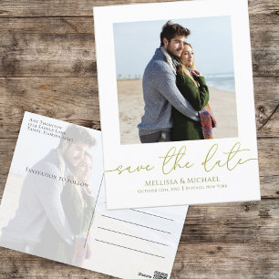 Einfache Gold-Kalligrafie-Skript Modernes Zwei-Fot Postkarte