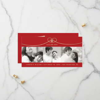Einfache Gold Knot Double Happy 3 Foto Chinesisch Save The Date