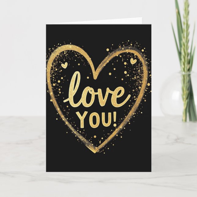 Einfache Gold Liebst du Herz Karte (Vorderseite)