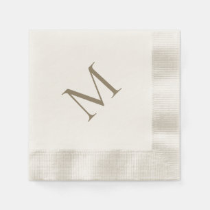 Einfache Gold Monogram Creme Cocktail Serviette