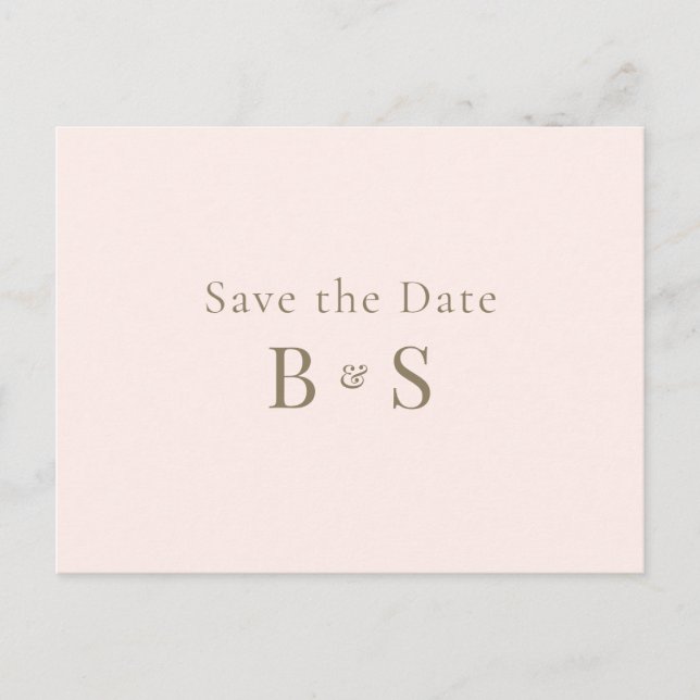 Einfache Gold-Monogramm-Rosé-Hochzeit Bitte-Datums Postkarte (Vorderseite)