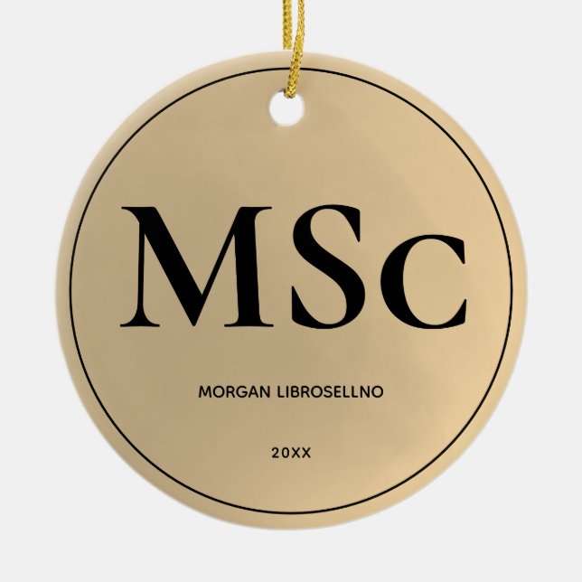 Einfache Gold MSc Abschluss Keramik Ornament (Vorne)