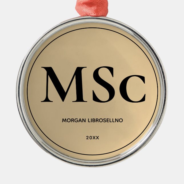 Einfache Gold MSc Abschluss Ornament Aus Metall (Vorne)